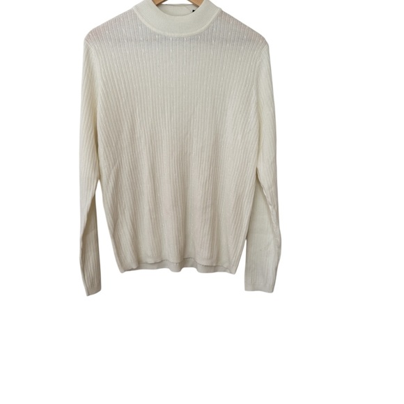 Laura Scott Ivory Ribbed Knit Mock Neck Sweater Women XL NWT Vintage - Picture 3 of 12